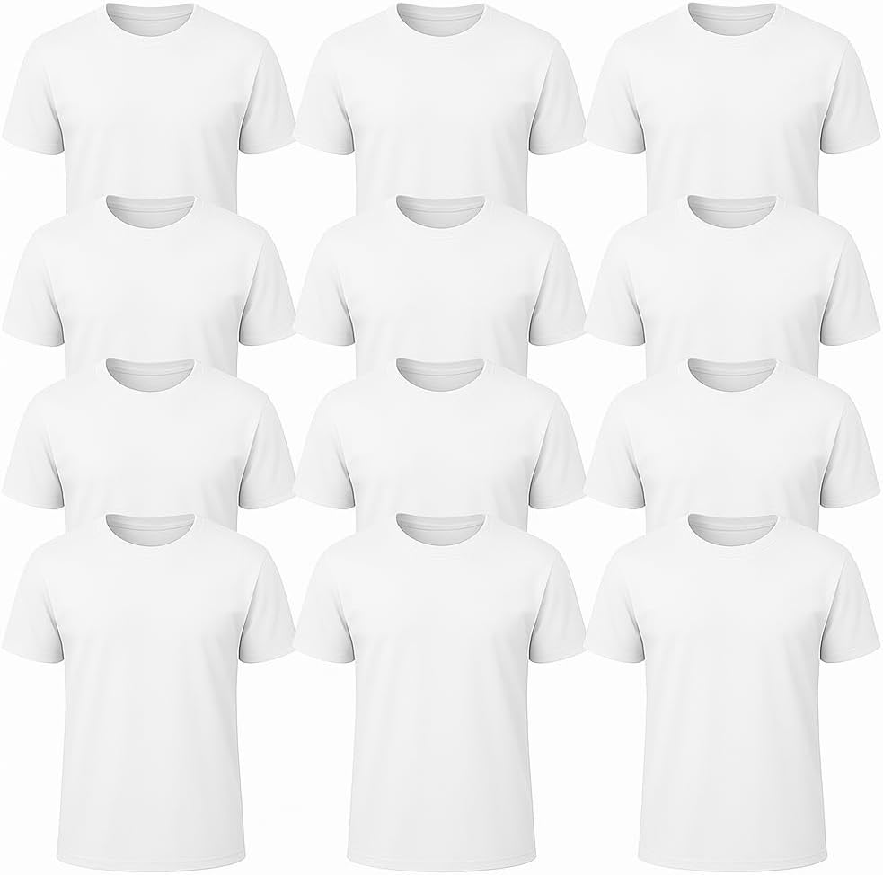HOT6-Pack Bulk Men’s T-Shirts – Soft Pre-Shrunk Premium Cotton, Short Sleeves, Reinforced Collar, Crew Neck, Casual Fit