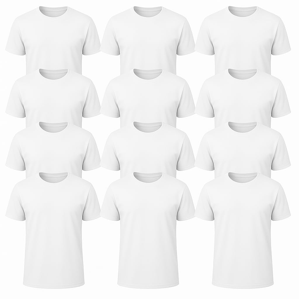 HOT6-Pack Bulk Men’s T-Shirts – Soft Pre-Shrunk Premium Cotton, Short Sleeves, Reinforced Collar, Crew Neck, Casual Fit