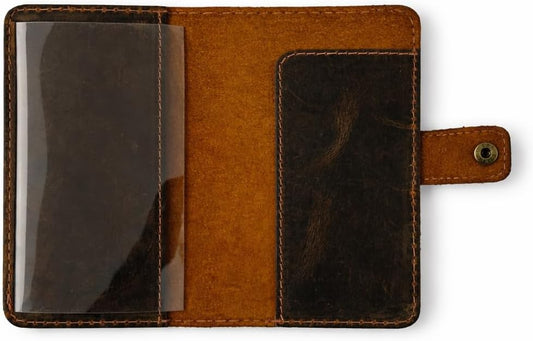 HOTGenuine Brown Leather Checkbook Cover with Divider - Slim Bifold Check Book Wallet for Men & Women, Secure Snap Closure, Fits Standard US Checkbooks 3.5 x 7 Inch
