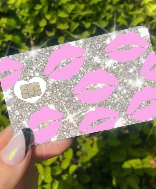 HOTExotixCard The Original Reflective Sticker Ultra Bling Debit - Credit Card Shiny Skin Removable Cover Especially Bright Back Information Card Cover Silver Heart ExotixLuv Luxury (Bow Pink Hot)