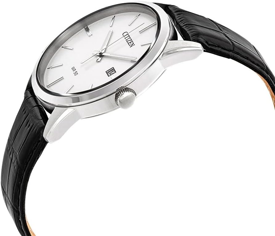 HOTCitizen Quartz Mens Watch, Stainless Steel with Leather Strap, Casual