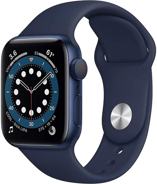 HOTApple Watch Series 6 (GPS + Cellular, 40mm) - Blue Aluminum Case with Deep Navy Sport Band (Renewed)
