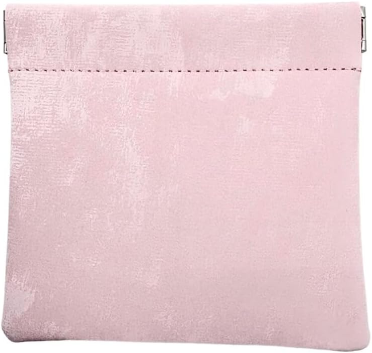 HOTSatin Leather Mini Pouch for Women, Small Coin Purse Jewelry Organizer Travel Bag, Pink, Gift Box Included