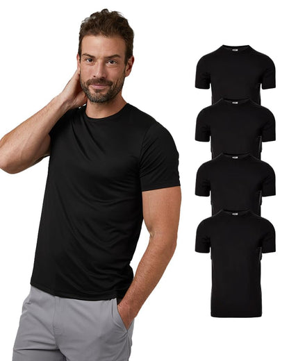 HOT32 Degrees Men's 4 Pack Cool Classic Crewneck T-Shirt, Anti-Odor, Quick Drying, 4-Way Stretch
