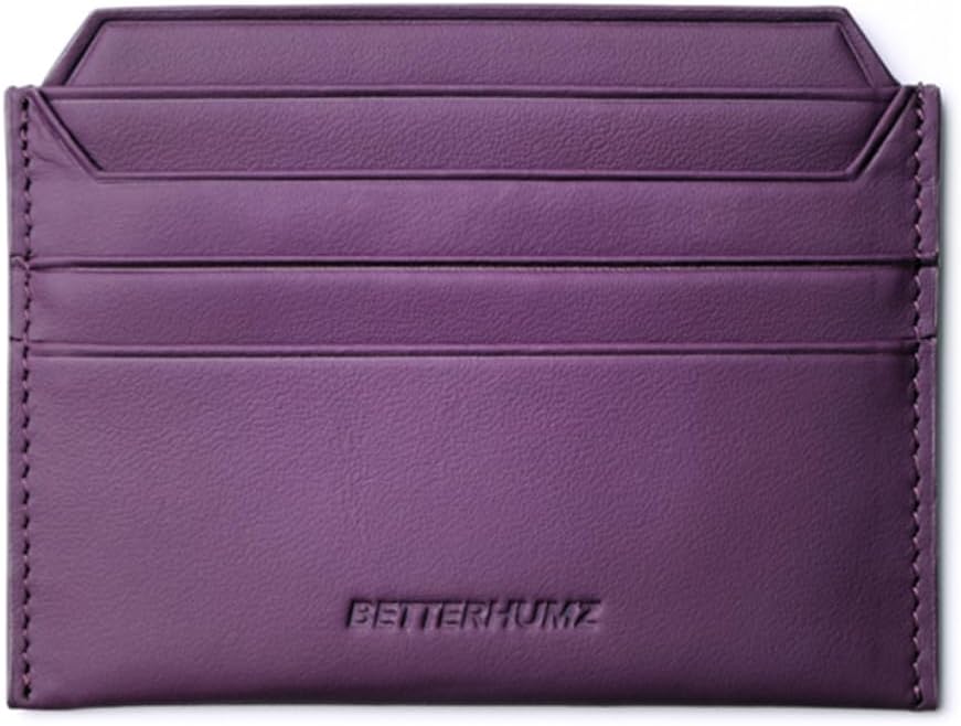 HOTBETTERHUMZ Credit Card Case Nappa Leather Material for Men and Women Card Holder Slim Wallet 8 Slots and 1 Pocket (Purple)