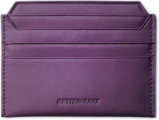 HOTBETTERHUMZ Credit Card Case Nappa Leather Material for Men and Women Card Holder Slim Wallet 8 Slots and 1 Pocket (Purple)