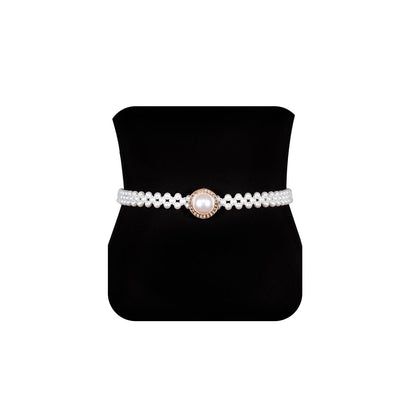 HOTDubulle Women's Pearl Belt Elastic White Waist Chain for Bridal Dress | Plus Size Belts Ivory Beige Silver Pearl Rhinestone Buckle Formal Wedding Ladies