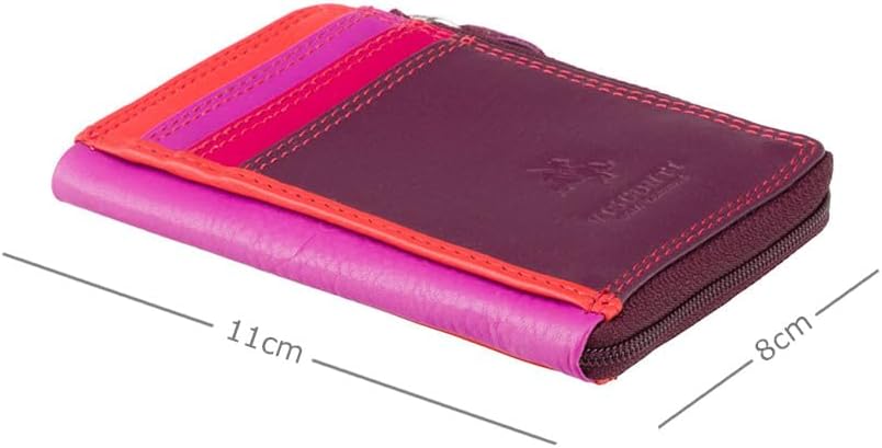 HOTVISCONTI RB110 Phi Phi Womens Leather Slim Zipped ID Credit Card Holder Wallet/Purse (Plum)
