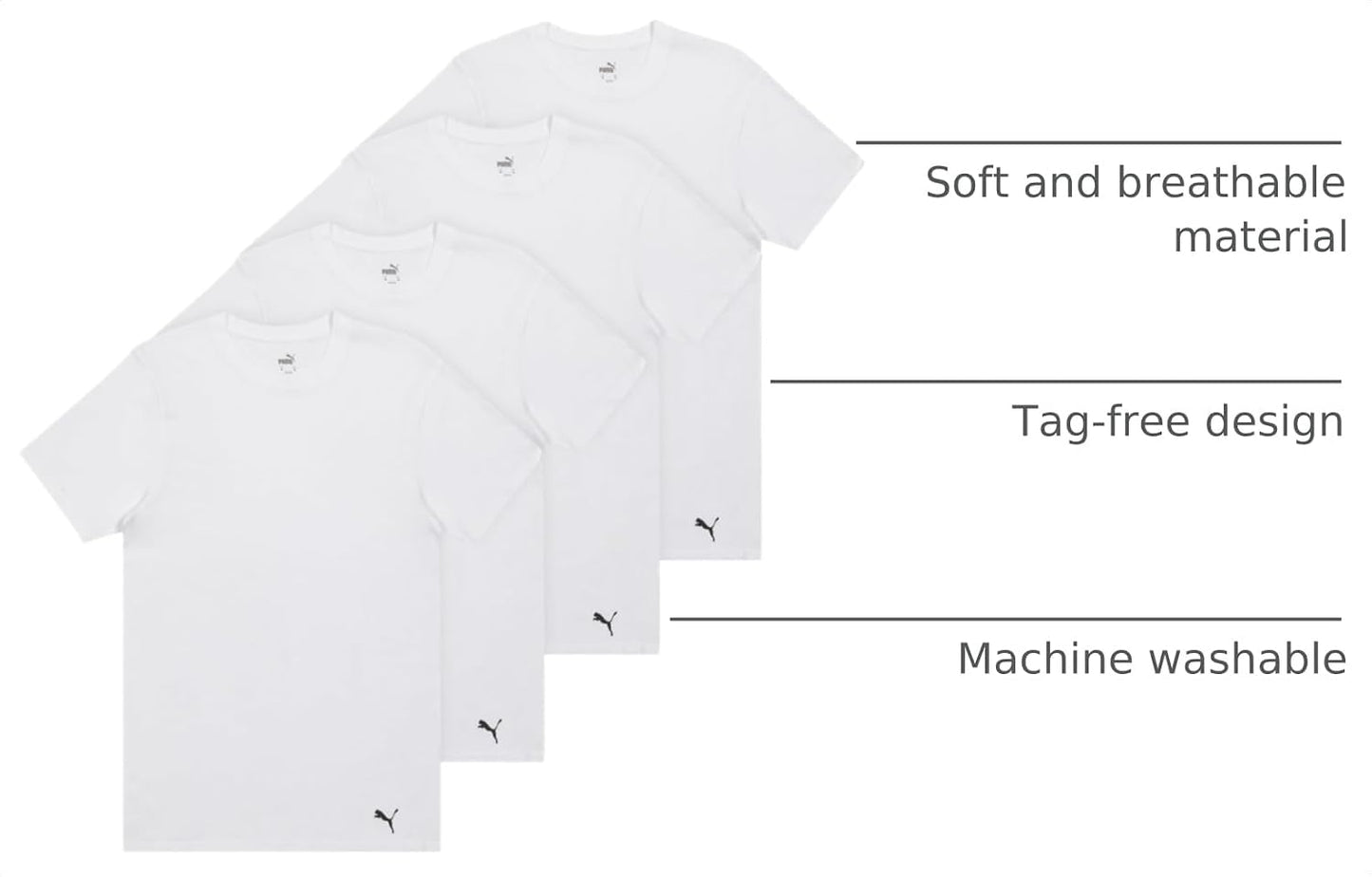 HOTPuma Men's 4 Pack Cotton Crewneck Short Sleeve T-Shirt