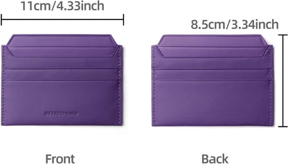 HOTBETTERHUMZ Credit Card Case Nappa Leather Material for Men and Women Card Holder Slim Wallet 8 Slots and 1 Pocket (Purple)