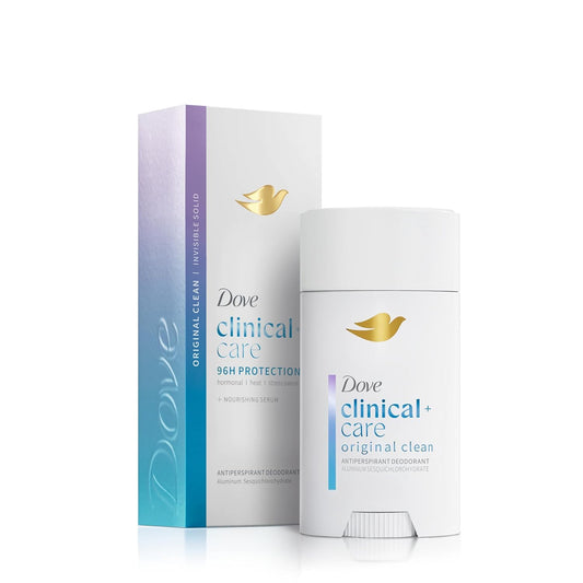 HOTDove Clinical + Care Antiperspirant Deodorant Stick for Women, 96H Clinical Strength Sweat & Odor Protection, With Nourishing Serum, Original Clean with Fresh Scent, 2.6 oz