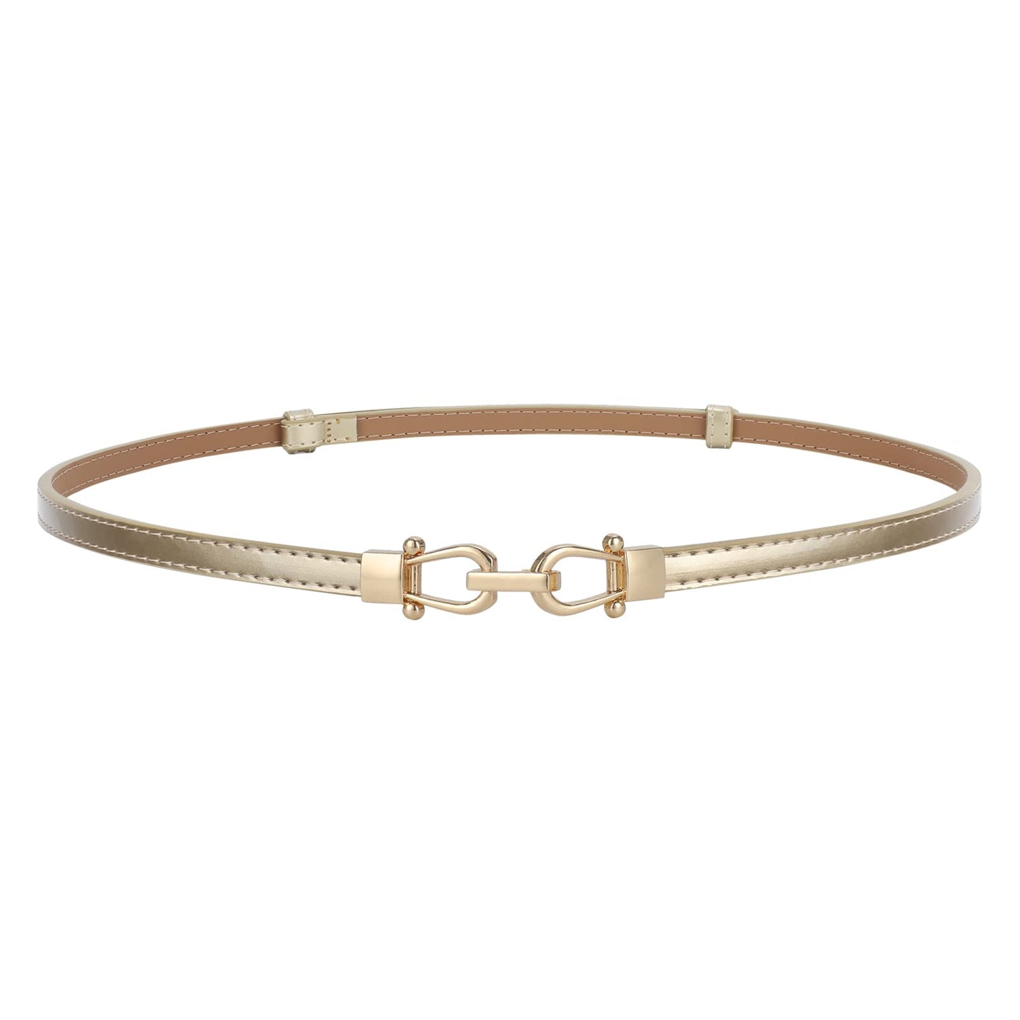 HOTJASGOOD Leather Skinny Belts for Women Plus Size Ladies Thin Waist Belts Adjustable for Jeans Pants Dresses with Gold Buckle