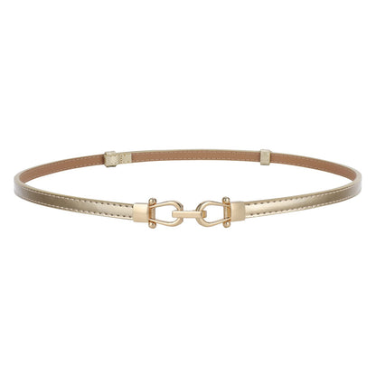 HOTJASGOOD Leather Skinny Belts for Women Plus Size Ladies Thin Waist Belts Adjustable for Jeans Pants Dresses with Gold Buckle