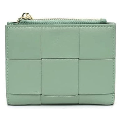 HOTSpacious & Functional Bifold Short Coin Purse Woven Functional Fashion Women Genuine Leather Wallet Female Chic Small Multi Money Billfold Clutch Purse