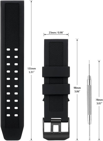 HOTWatch Band Compatible with Luminox, 23mm Soft Rubber Silicone Replacement Wrist Strap for Luminox 3050 8800 and 3950 Series Watch, Black