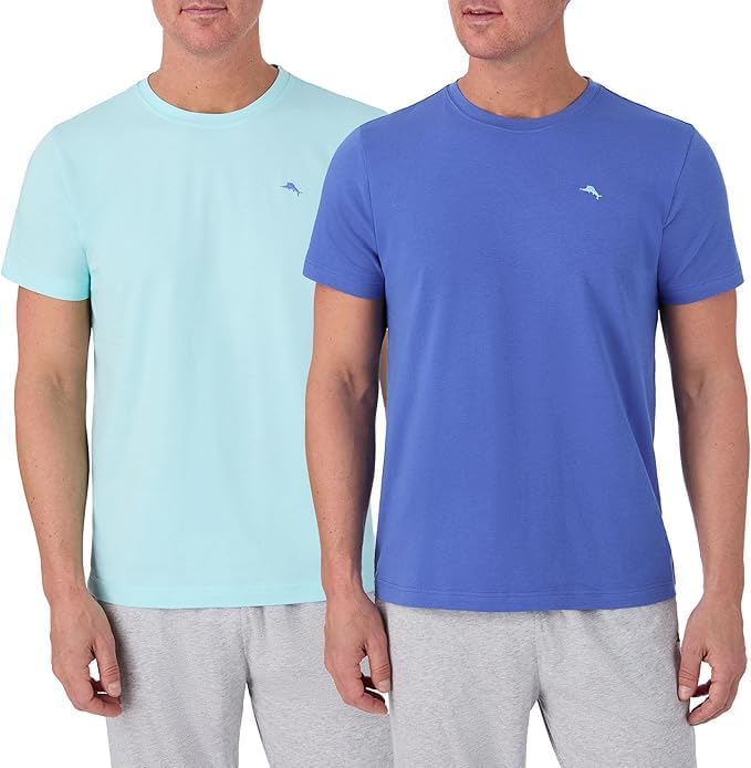 HOTTommy Bahama - Men's Essential 2 Pack T Shirts, Short Sleeve Crew Neck Stretch Jersey Top for Sleep or Lounge