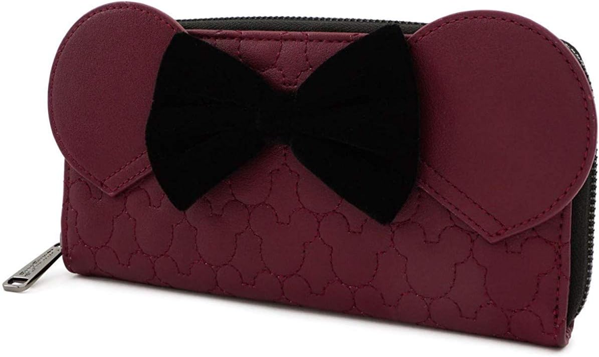 HOTLoungefly Disney Minnie Mouse Quilted Zip Around Wallet with Velvet Bow