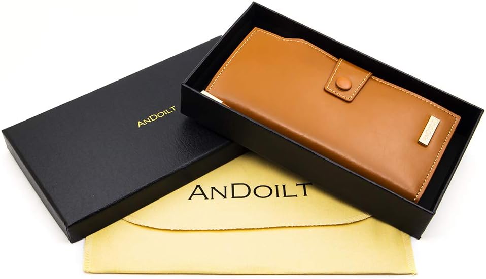 HOTANDOILT Women's RFID Blocking Large Capacity Luxury Wax Genuine Leather Clutch Wallet Card Holder Organizer Ladies Purse