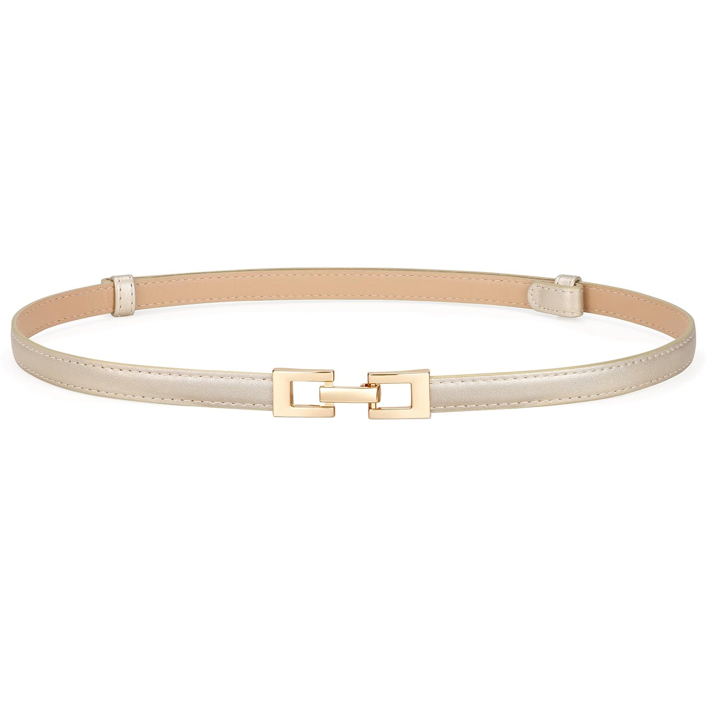 HOTXZQTIVE Women's Thin Leather Belt – Adjustable Casual Office Belt for Dresses Jeans Pants – Gold Buckle, Multi-Color