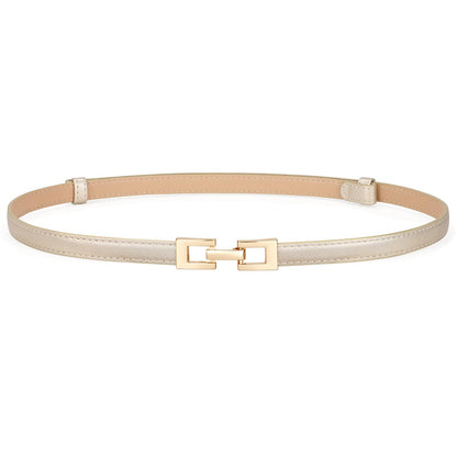 HOTXZQTIVE Women's Thin Leather Belt – Adjustable Casual Office Belt for Dresses Jeans Pants – Gold Buckle, Multi-Color
