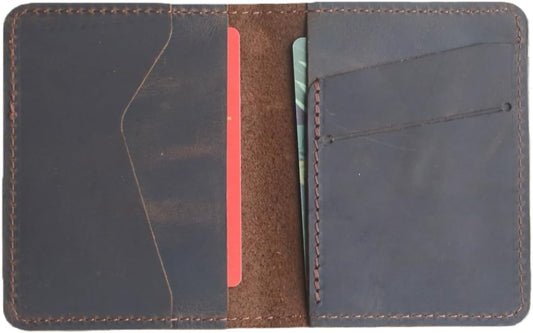 HOTJJNUSA Handmade Men Minimalist Leather Wallet Card Holder Distressed Wallets for Gifts (Darkbrown)