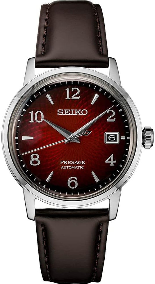 HOTSEIKO Presage Cocktail Time Automatic Watch for Men | Patterned & Gradated Dial, Golden Numerals and Date Calendar, 50m Water-Resistant, 41-Hour Power Reserve