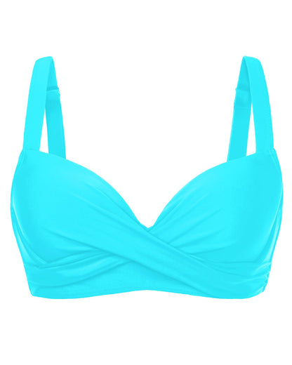 HOTWomen Underwire Bikini Top - Bra Padded Push Up Swimsuit Top | Twist Front Design, Wide Adjustable Straps,Unremovable Cups for Fixed Lift,Full Lining,3-gear Adjustable Hook Closure