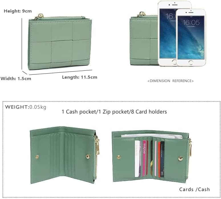 HOTSpacious & Functional Bifold Short Coin Purse Woven Functional Fashion Women Genuine Leather Wallet Female Chic Small Multi Money Billfold Clutch Purse
