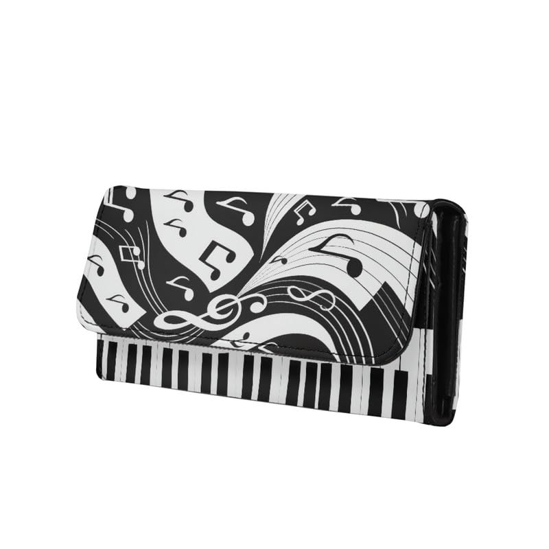 HOTLotus Mandala Women PU Leather Tri-fold Wallets Black And White Sketch Flower Zipper Pocket Buckle Money Manager Starry Sky Tall Billfold Secretary Cash Wallet