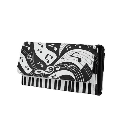 HOTLotus Mandala Women PU Leather Tri-fold Wallets Black And White Sketch Flower Zipper Pocket Buckle Money Manager Starry Sky Tall Billfold Secretary Cash Wallet