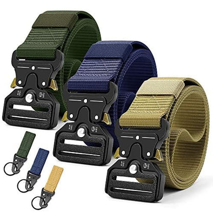 HOTDOOPAI Tactical Belt for Men, Military Nylon Web with Heavy Duty Quick Release Metal Buckle, 1.5'' Wide - Ideal for Work,