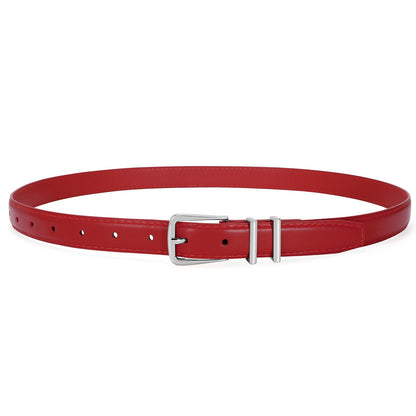 HOTVONMELLI Women Skinny Leather Belt Thin Waist Belt for Women Jeans Dress Fashion Ladies Belt with Gold Buckle