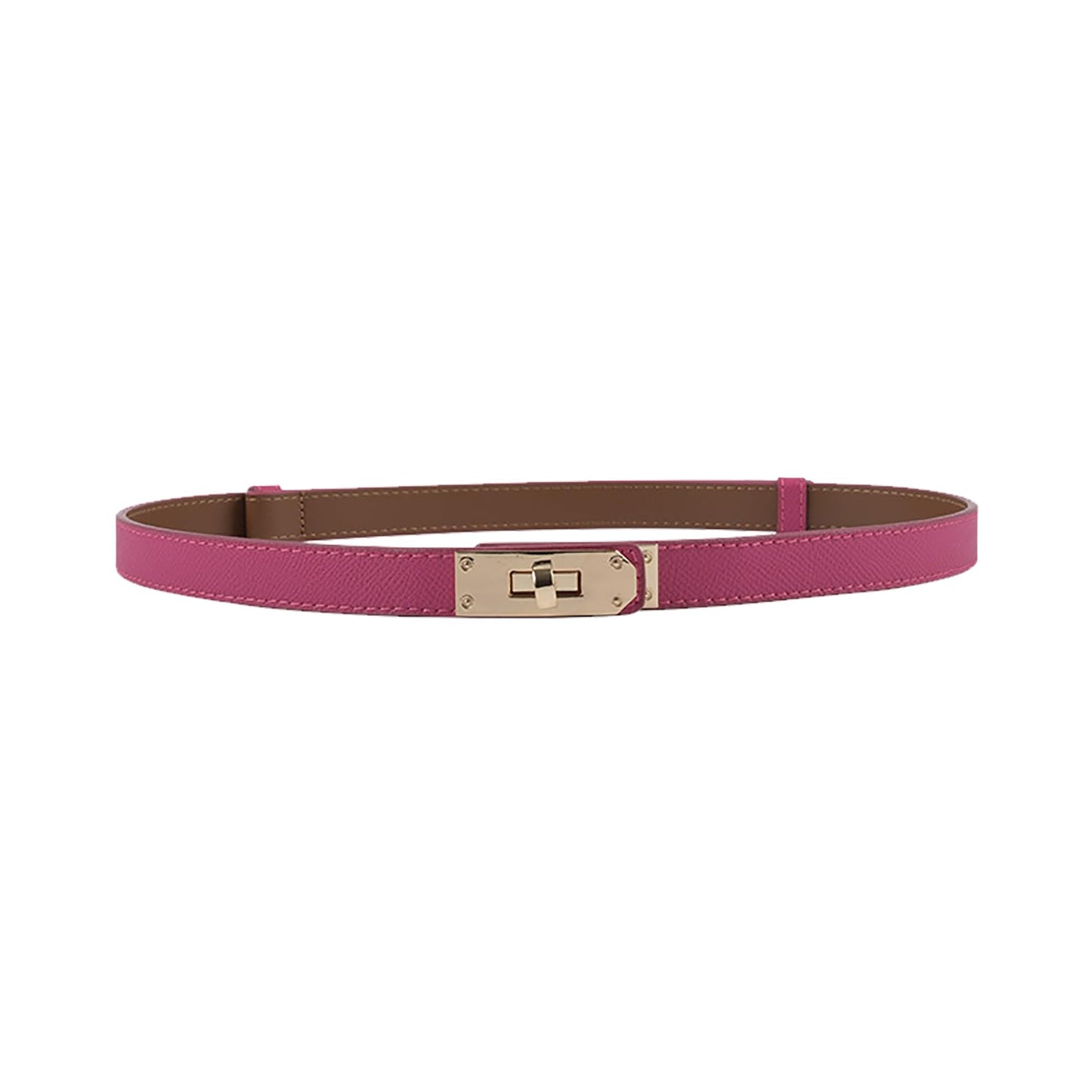 HOTANHAISHUILV Women's Skinny Leather Belt with Adjustable Golden Turn-Lock Buckle - Ideal for Dresses, Jeans, and Coats