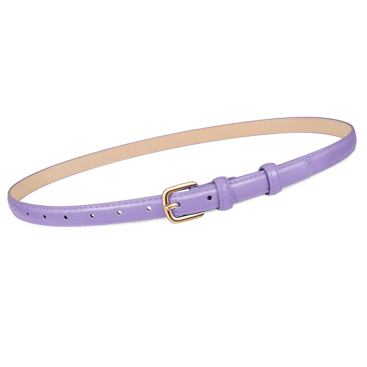 HOTJASGOOD Women Skinny Faux Leather Belt Thin Waist Belt for Women Jeans Dress Fashion Ladies Belt with Gold Buckle,21 Colors
