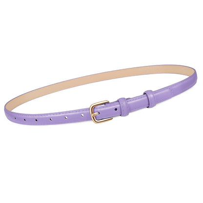 HOTJASGOOD Women Skinny Faux Leather Belt Thin Waist Belt for Women Jeans Dress Fashion Ladies Belt with Gold Buckle,21 Colors