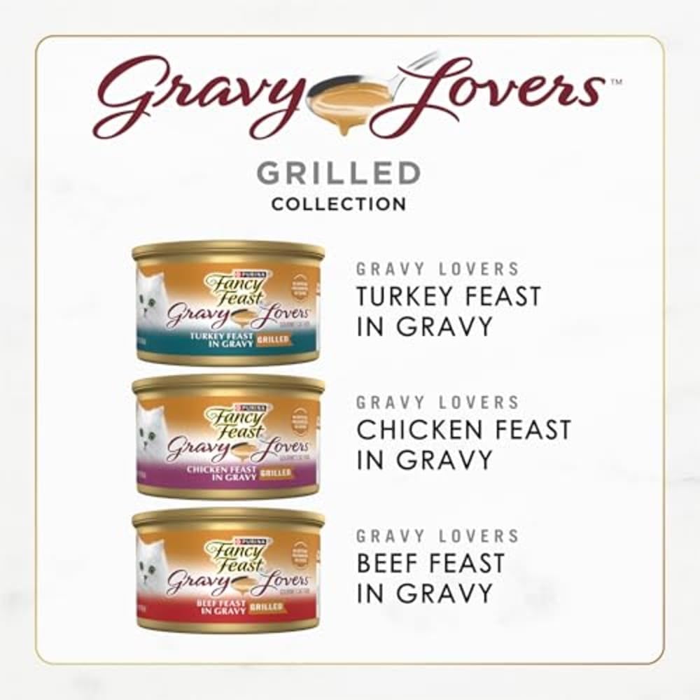 HOTPurina Fancy Feast Gravy Lovers Poultry and Beef Grilled Gourmet Wet Cat Food Variety Pack - (Pack of 30) 3 oz. Cans