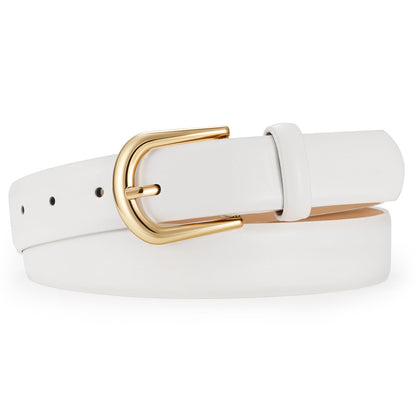 HOTJASGOOD Leather Belt Women Belts for Jean Pants with Gold Buckle Fashion Ladies Waist Belt
