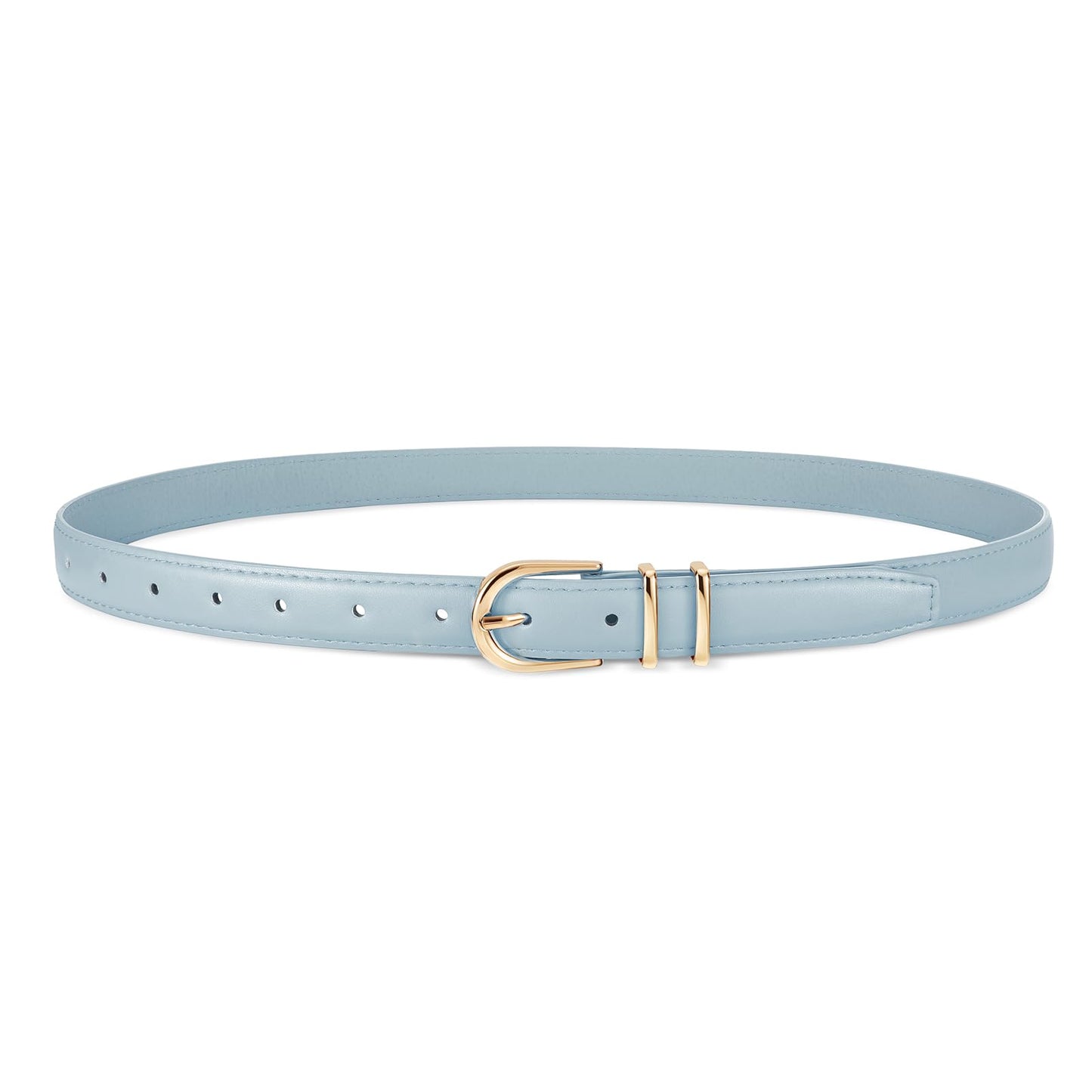 HOTJASGOOD Women Skinny Leather Belt for Jeans Pants Fashion Ladies Thin Belt for Dress with Gold Single Prong Buckle