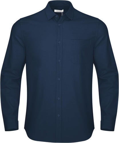HOTJEKAOYI Button Down Linen Shirts for Men Casual Long Sleeve Regular Fit Cotton Beach Shirts with Pocket