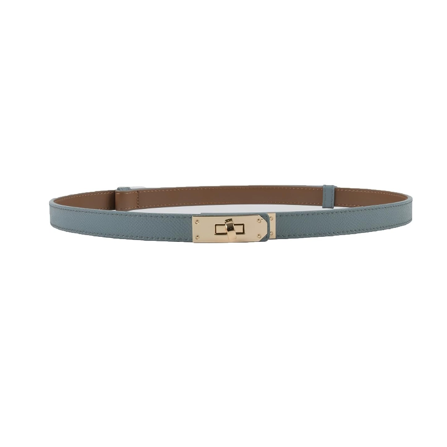 HOTFENLDY Adjustable Thin Belts For Womens Skinny Belts For Dresses Womens Solid Color Alloy Turn Lock Belts For Jeans