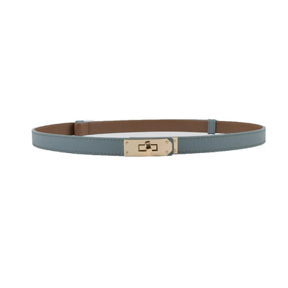 HOTFENLDY Adjustable Thin Belts For Womens Skinny Belts For Dresses Womens Solid Color Alloy Turn Lock Belts For Jeans
