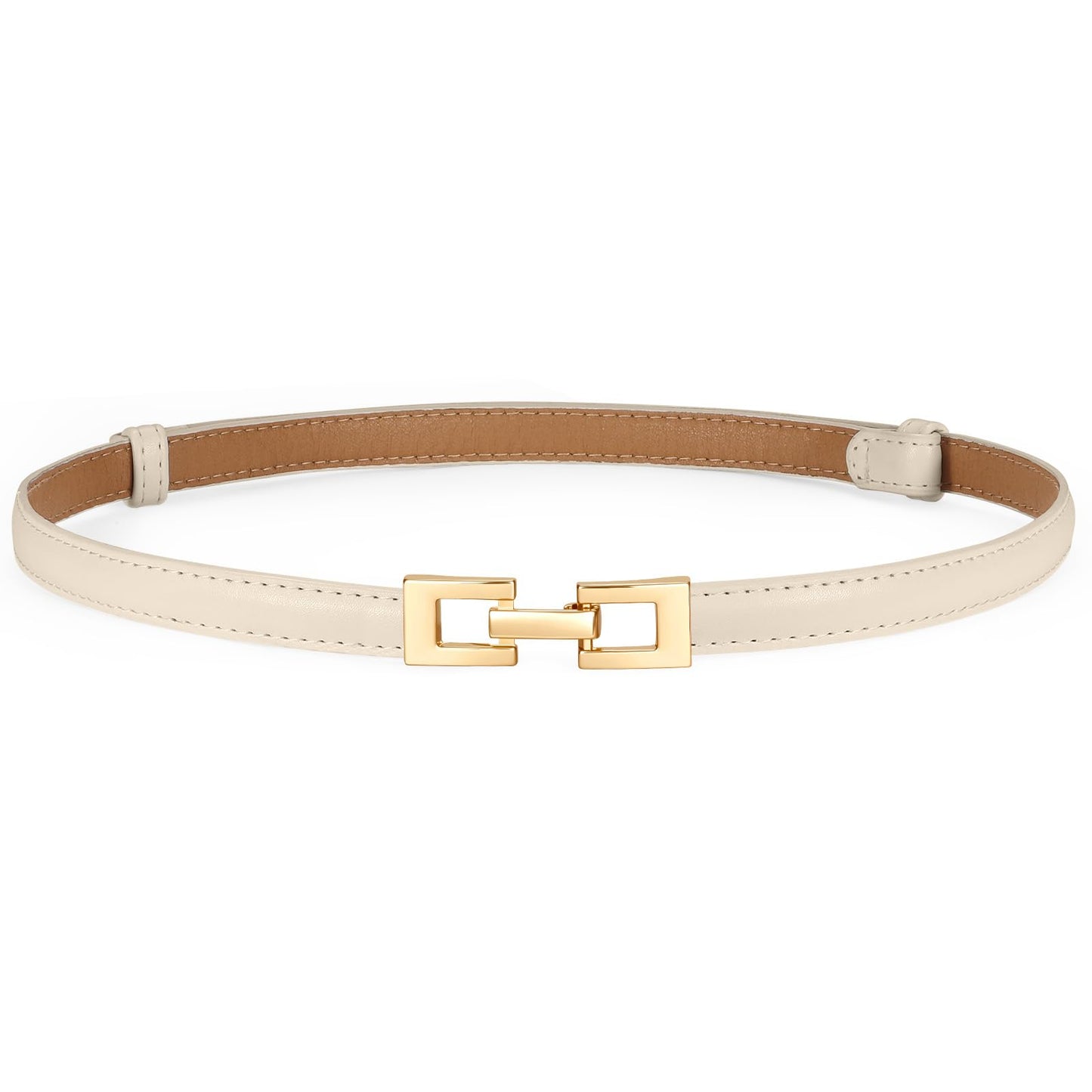 HOTXZQTIVE Women's Thin Leather Belt – Adjustable Casual Office Belt for Dresses Jeans Pants – Gold Buckle, Multi-Color