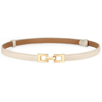 HOTXZQTIVE Women's Thin Leather Belt – Adjustable Casual Office Belt for Dresses Jeans Pants – Gold Buckle, Multi-Color