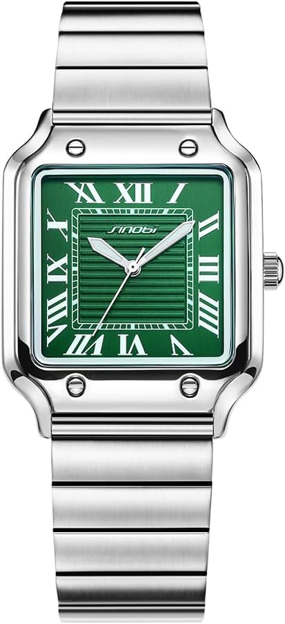 HOTSINOBI Classic Square Watches for Men with Roman Numerals | Casual Watch
