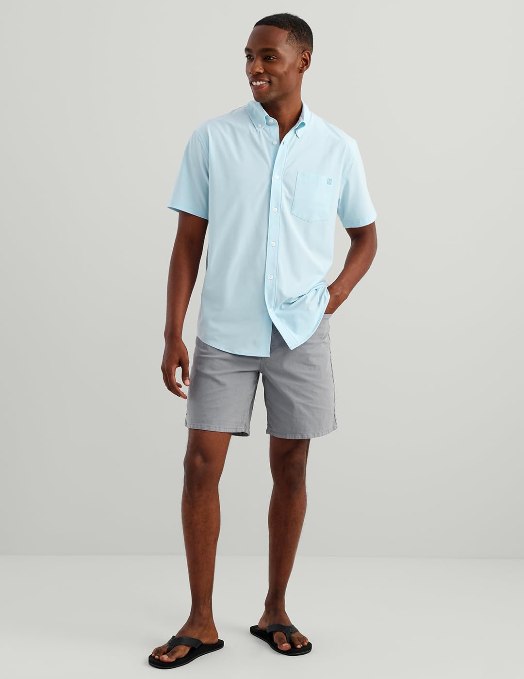 HOTHUK Men's Kona Solid Short Sleeve Fishing Button Down Shirt