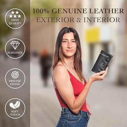 HOTPurses for Women Genuine Soft Leather Wallet - Leather Wallet for Women - Ladies Purse Handmade with RFID Wallet- Womens Purse Perfect for Gift