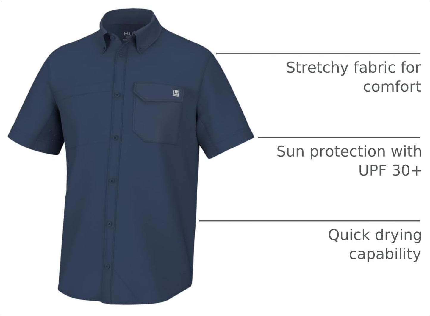 HOTHUK Men's Tide Point Kc Scott Original Artwork Short Sleeve Shirt, Fishing Button Down