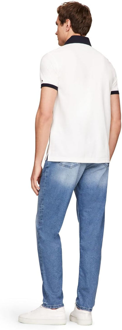HOTTommy Hilfiger Men's Short Sleeve Cotton Pique Flag Graphic Polo Shirt in Custom Fit
