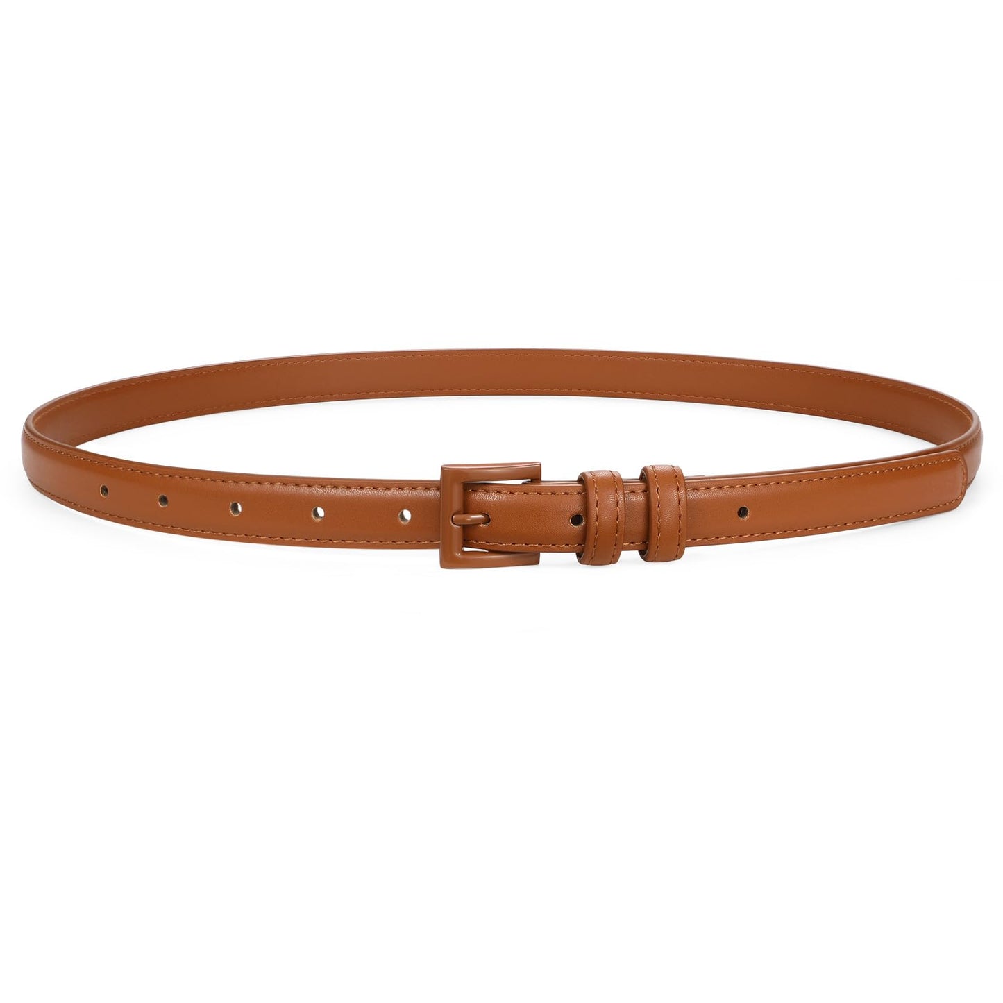 HOTSUOSDEY Women Skinny Belt for Jeans Dresses Candy Color Thin Waist Belt with Square Buckle 0.7" Width