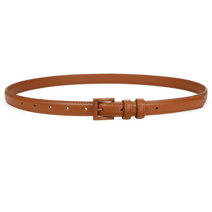 HOTSUOSDEY Women Skinny Belt for Jeans Dresses Candy Color Thin Waist Belt with Square Buckle 0.7" Width
